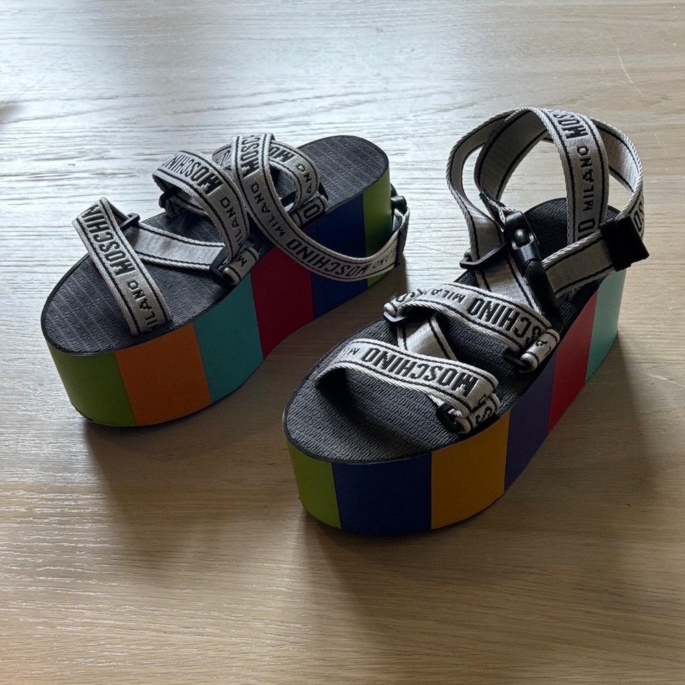 Moschino Multicolor Platform cross ankle Sandals